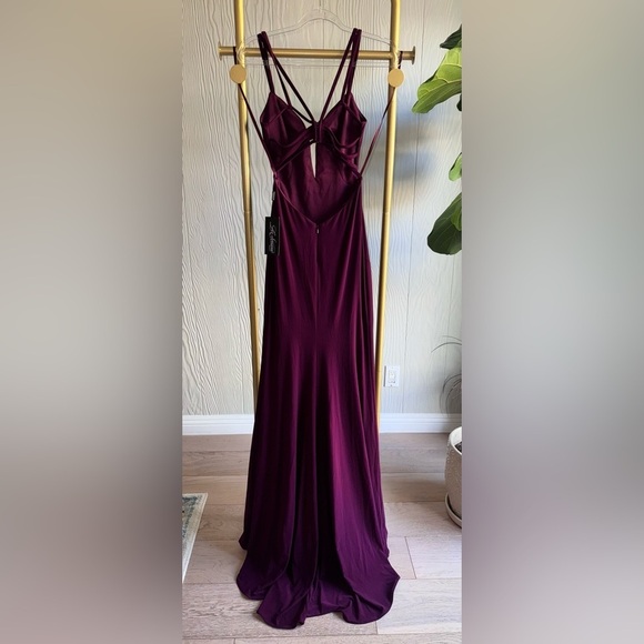 NEW La Femme Strappy Back Jersey Column Gown Size 0 in DarkBerry - Picture 9 of 9